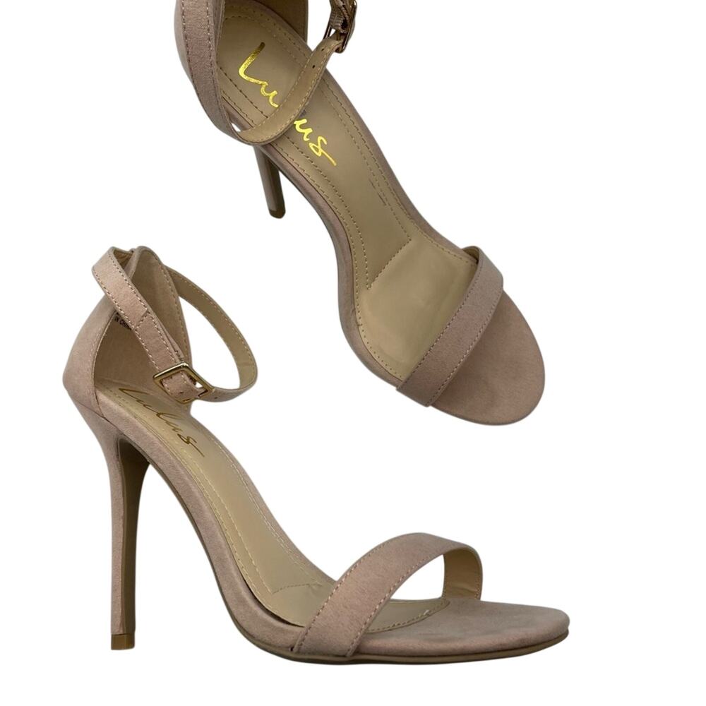 Lulus Pink Faux Suede Minimalist Heels Sandals Womens 7.5
